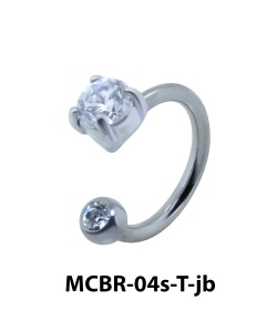 Stone Belly Piercing Circular Barbell with Jew Ball CBRT-04s-JB